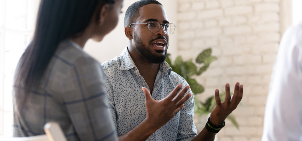 Man explaining something using his hands