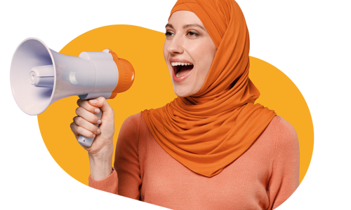 A woman holding a megaphone