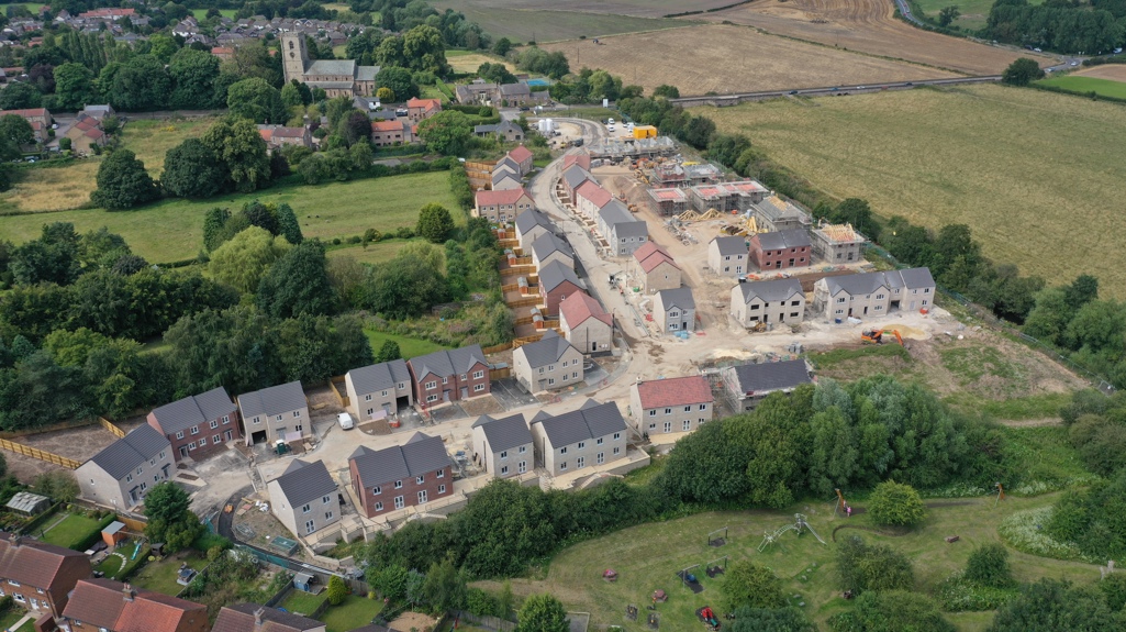Aerial view of a housing estate